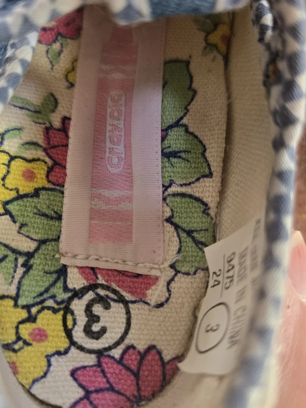 Crayola Vintage Denim Gingham T-Strap Mary Jane Toddler Shoes - Size 3C EUC